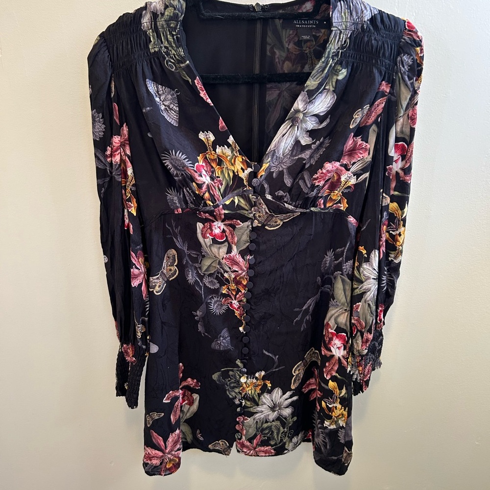 Allsaints Black Floral Women's Top